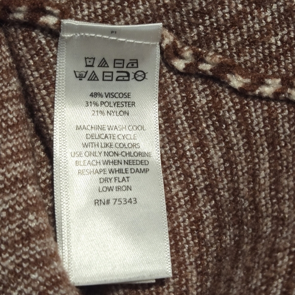 Cynthia Rowley Womens Mock Neck Tight Knit Terracotta Striped Sweater Medium - Picture 4 of 5